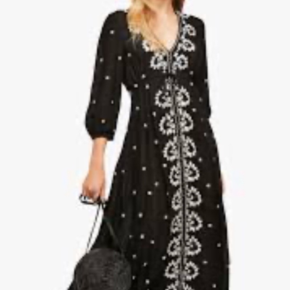 Free People Embroidered Fable Midi Dress Medium